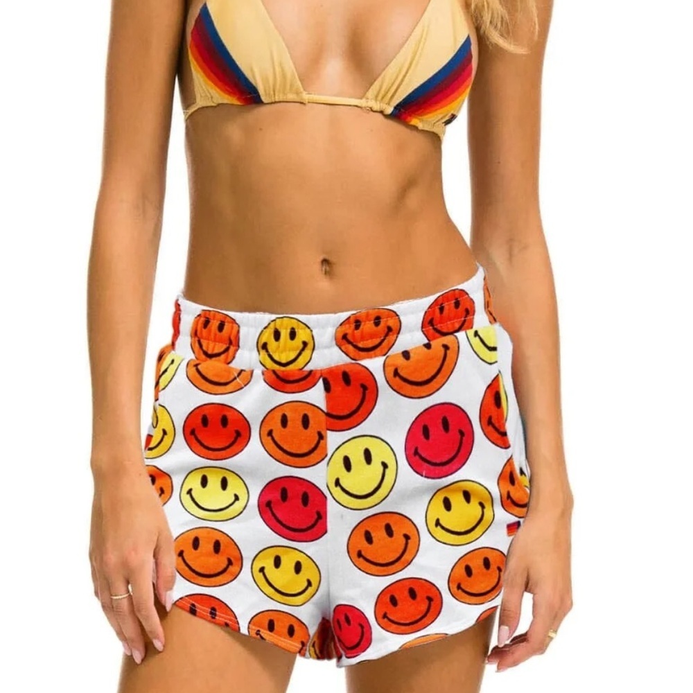 Aviator Nation SMILEY BINGO LOUNGER SHORT - WHITE